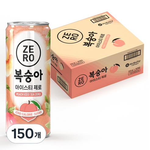 맥널티커피 복숭아 아이스티 제로, 240ml, 150개