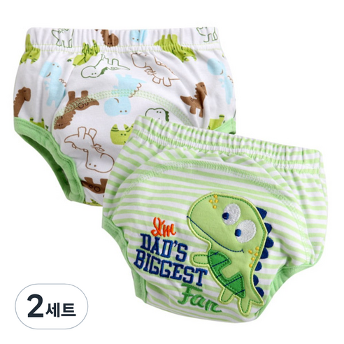 조이멀티 배변훈련팬티 2입, 공룡G (그린), 2세트