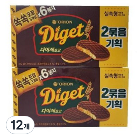 오리온 닥터유 다이제 초코, 311g, 12개