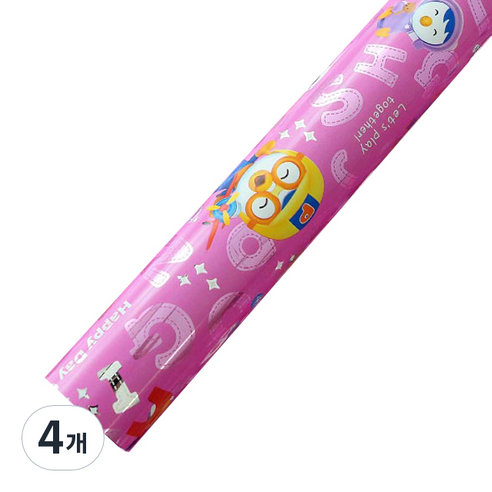 뽀로로 증착롤 포장지 소 26.5cm x 12m, 핑크, 4개