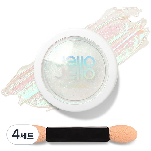 젤로젤로 젤네일 아트 엣지빔 미러 파우더 글리터 + 브러쉬 세트, 4세트, JP06 머메이드(글리터)
