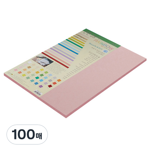 종이문화 친환경색지 레인보우카드 No.24 핑크, A3, 100매