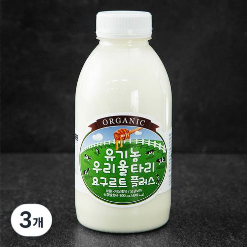 유기농우리울타리 유기가공식품 인증 요구르트 플러스, 500ml, 3개