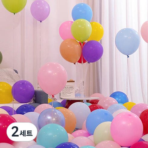 윰스 마카롱 풍선 25cm 100p 믹스 세트, 컬러풀웨이, 2세트