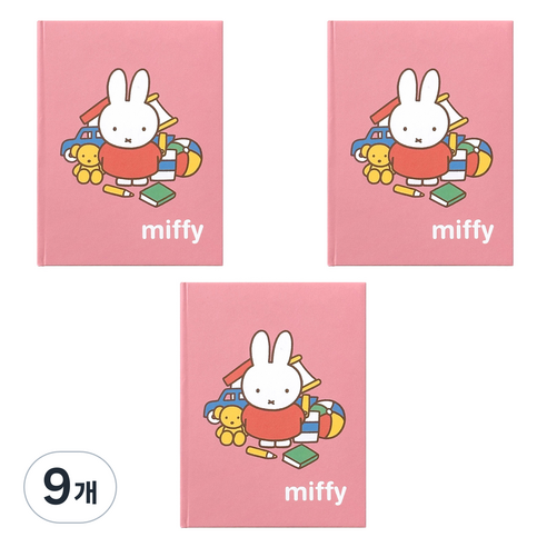 iiGEN 미피 미니 양장 노트 80매, 레드, 9개