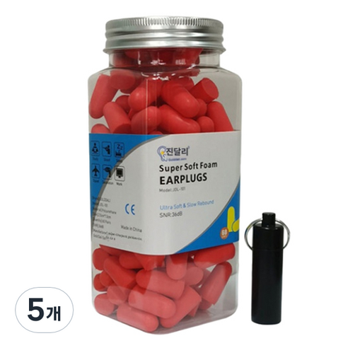 소음방지 귀마개 레드 120p, 5개, 120개입