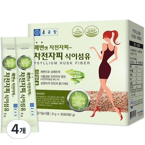 종근당 차전자피 식이섬유 30개입, 180g, 4개