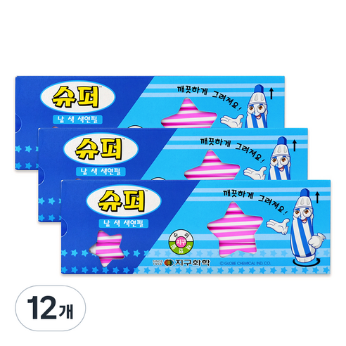지구화학 슈퍼색연필 낱색 분홍 12p, 1색, 12개