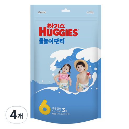 하기스 물놀이 팬티형 기저귀 남여공용 대형 6단계 14~19kg, 점보형(2XL), 12개