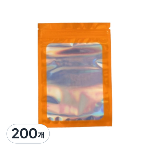 올하이 컬러풀 오로라 다용도 OPP 소품 포카 포장 지퍼백 슬리브 포장봉투 7.5 x 10 cm, 200개, 오렌지
