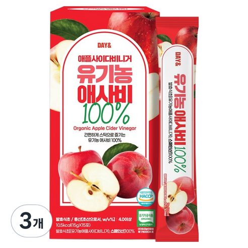 데이앤 유기농 애플사이다비니거 식초 15p, 255g, 3개