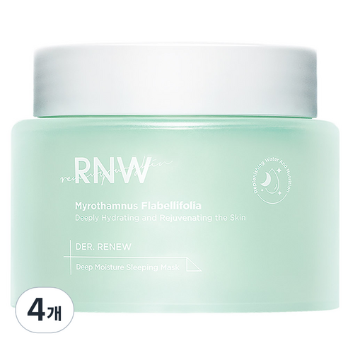 알엔더블유 모이스처 슬리핑 마스크 속건조 보습 수면 팩, 4개, 100ml