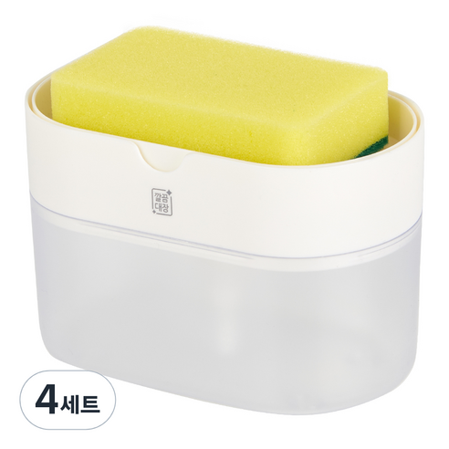 깔끔대장 눌러뽕 화이트 + 수세미 세트, 4세트