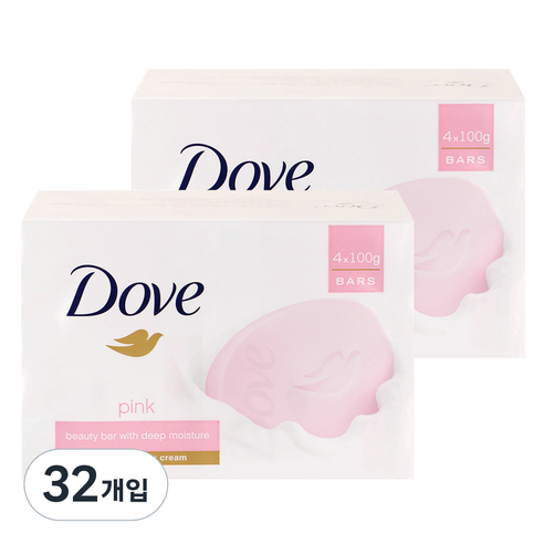 도브 뷰티바 핑크 비누, 90g, 32개
