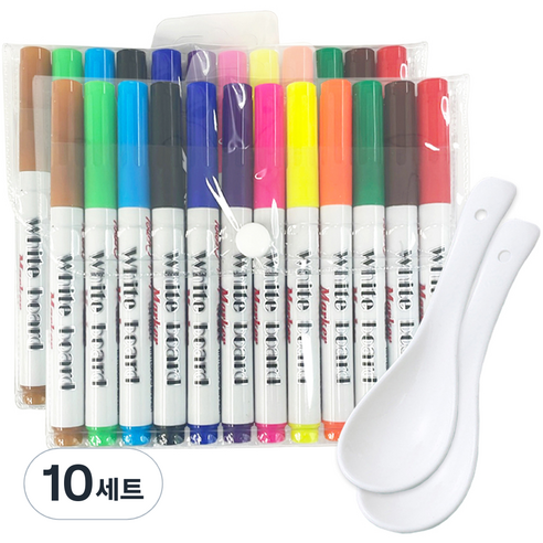 동아피엠에스 워터 보드마카 플로팅펜 12종 x 2p + 도구 2p 세트, 빨강, 핑크, 주황, 노랑, 연두, 초록, 하늘, 파랑, 보라, 연갈, 흑갈, 검정, 10세트