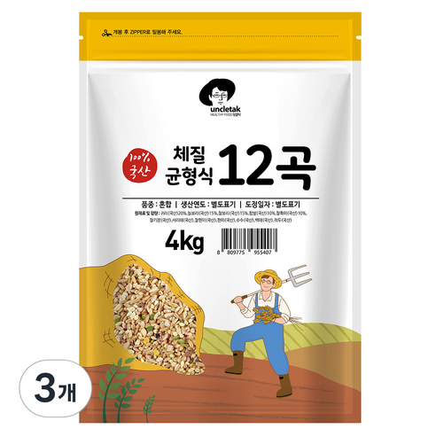 엉클탁 체질균형식 12곡, 4kg, 3개