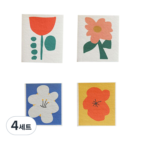 수아레뜨 셀룰로오스 플라워 패턴 행주 4종, 4세트