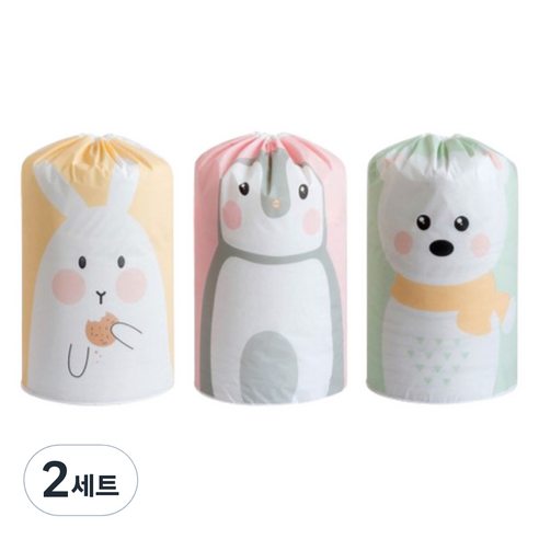 틸그린 원형 이불 보관 가방 3종 세트, 혼합색상, 2세트