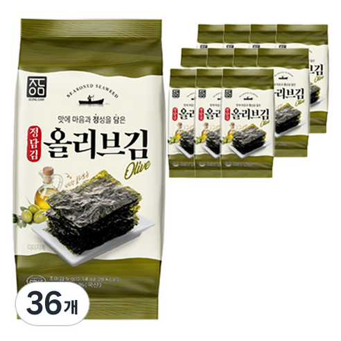 정담김 올리브 도시락김, 5g, 36개