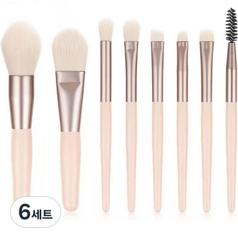 더벨라 블러셔 메이크업 브러쉬 8종 세트, 핑크, 6세트