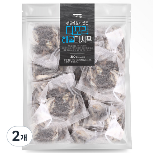 바다원 디포리 해물 다시팩 20p, 300g, 2개
