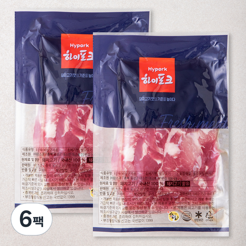 하이포크 앞다리 찌개용 (냉장), 500g, 6팩