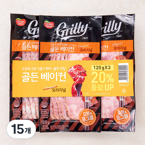 동원 그릴리 골든베이컨 오리지널, 120g, 15개