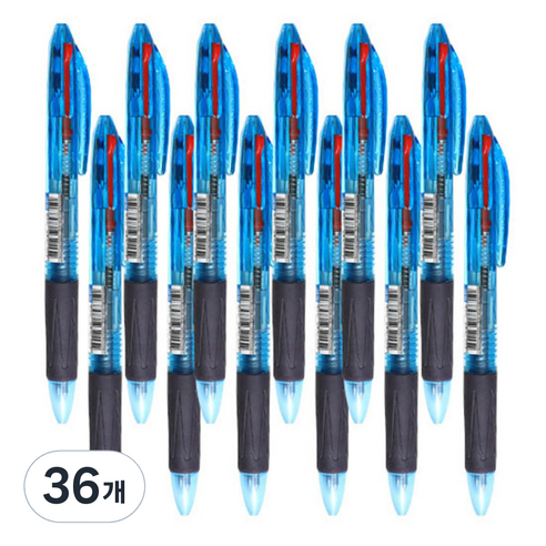 모닝글로리 슬립온 3색 볼펜 0.7 mm, 블루, 36개