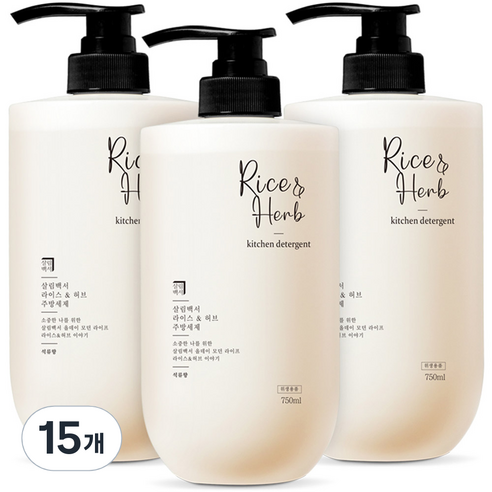 살림백서 라이스 앤 허브 주방세제 석류향, 15개, 750ml