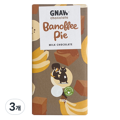 GNAW 밀크 초콜릿 바노피 파이 바, 100g, 3개