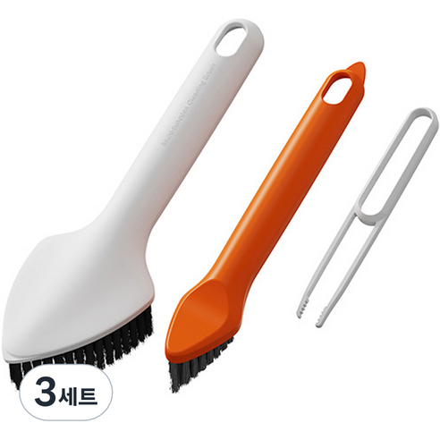 꼬까 3in1 모서리 틈새 청소 브러쉬 세트, 오렌지, 3세트