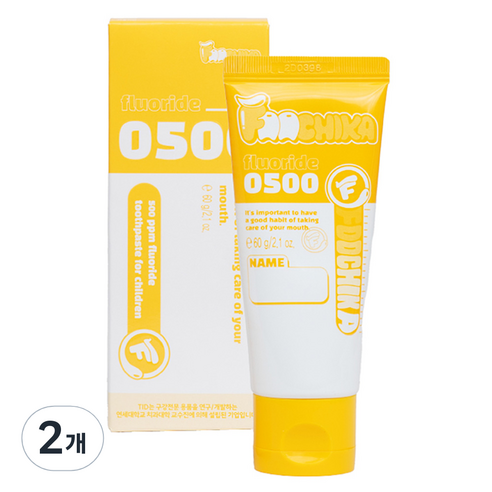 티드 푸치카 에프 500 저불소 500ppm 어린이 치약 6~24개월, 60g, 2개