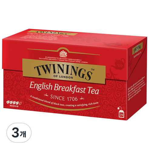 트와이닝 잉글리쉬 브랙퍼스트, 2g, 25개입, 3개