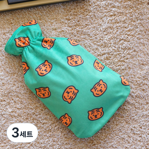 무직타이거 보온 물주머니 2L + 커버 그린 세트, 3세트
