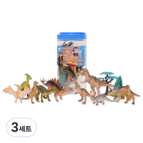 애니멀플래닛 공룡 피규어 슬림 원형 버켓 13p 세트, 3세트