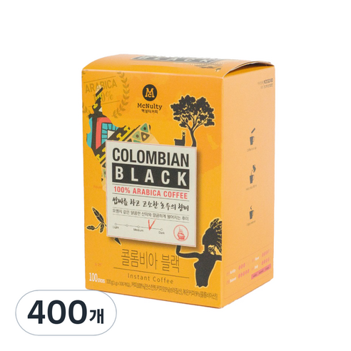 맥널티커피 콜롬비아 블랙 원두커피믹스, 1g, 100개입, 4개