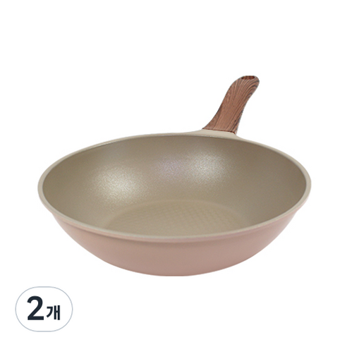 키친아트 본 우드 파스텔핑크 다이아 궁중팬, 24 cm, 2개