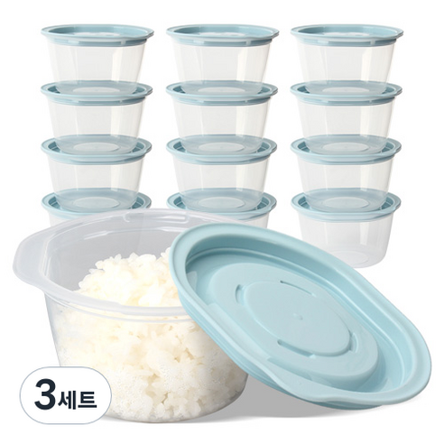 아카시아리빙 전자렌지용 냉동밥보관 쿡앤밥 스카이블루 275ml, 밀페용기 13개, 3세트