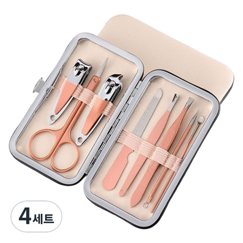 킹스로드 네일 패디 손톱깎이 8종 세트, 4세트, 아이보리