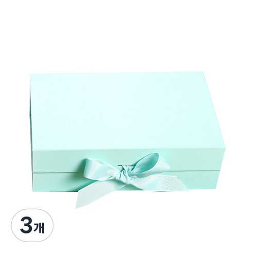 마켓감성 리본 플랩 선물상자 L, 민트, 3개