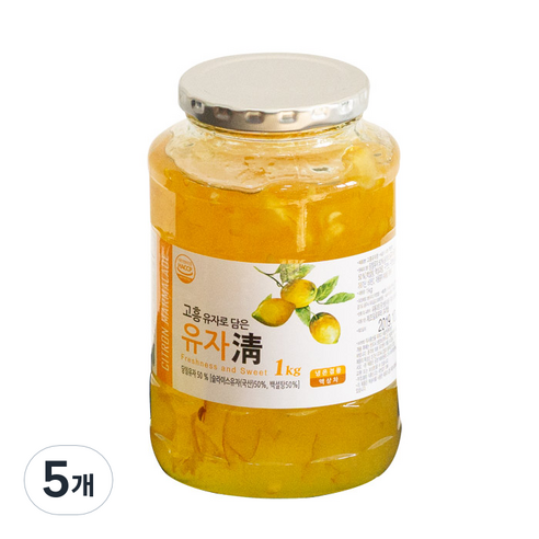 딜리프 고흥유자로 담은 유자청, 1kg, 1개입, 5개