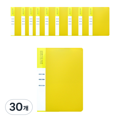 빅드림 PP 레버파일 A4, 옐로우, 30개