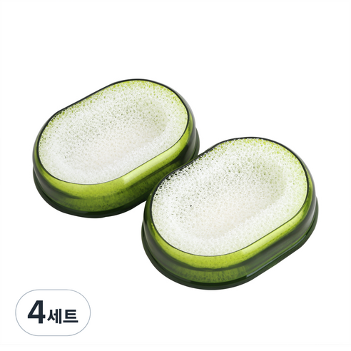 새드리 보송이 비누받침 2p + 스펀지 2p, 그린, 4세트