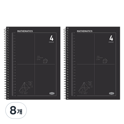 핑크풋 3000 4분할 수학 연습장, 블랙, 8개