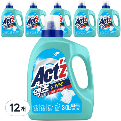 액츠 퍼펙트 실내건조 세탁세제 드럼, 3.2L, 12개