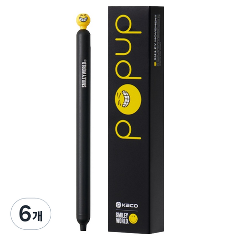 카코 스마일리 팝업 젤펜 0.5mm, 블랙, 6개