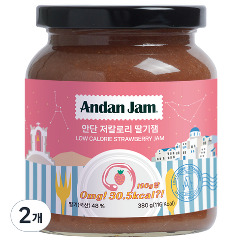 안단잼 저칼로리 딸기잼, 380g, 2개