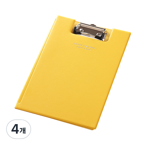 동아피엠에스 가죽 커버 클립보드 A4 31.5 x 22.5 cm, 옐로우, 4개