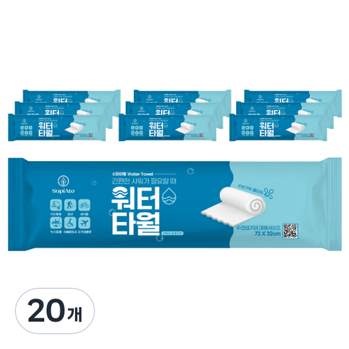 수피아토 워터타월 대형사이즈, 1개입, 20개