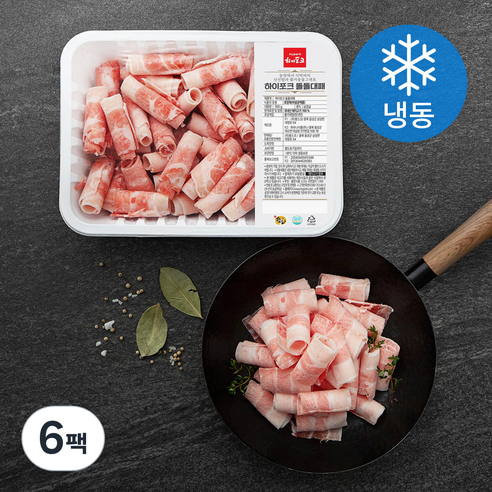 하이포크 한돈 대패 삼겹살 (냉동), 500g, 6팩
